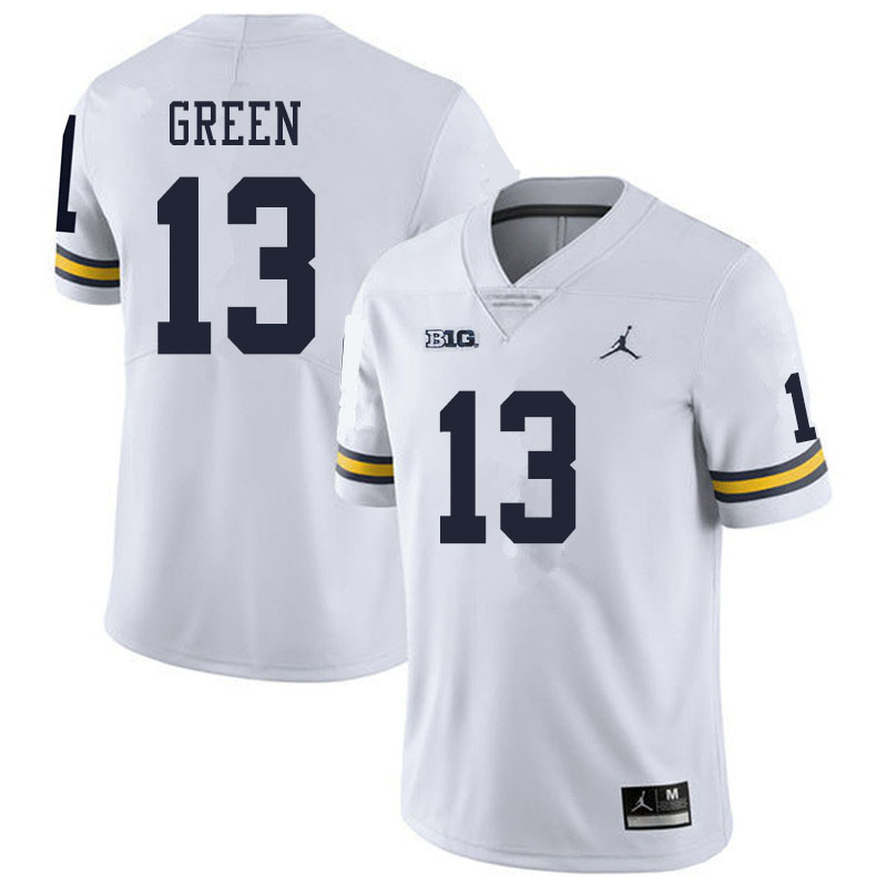 Men #13 German Green Michigan Wolverines College Football Jerseys Sale-White